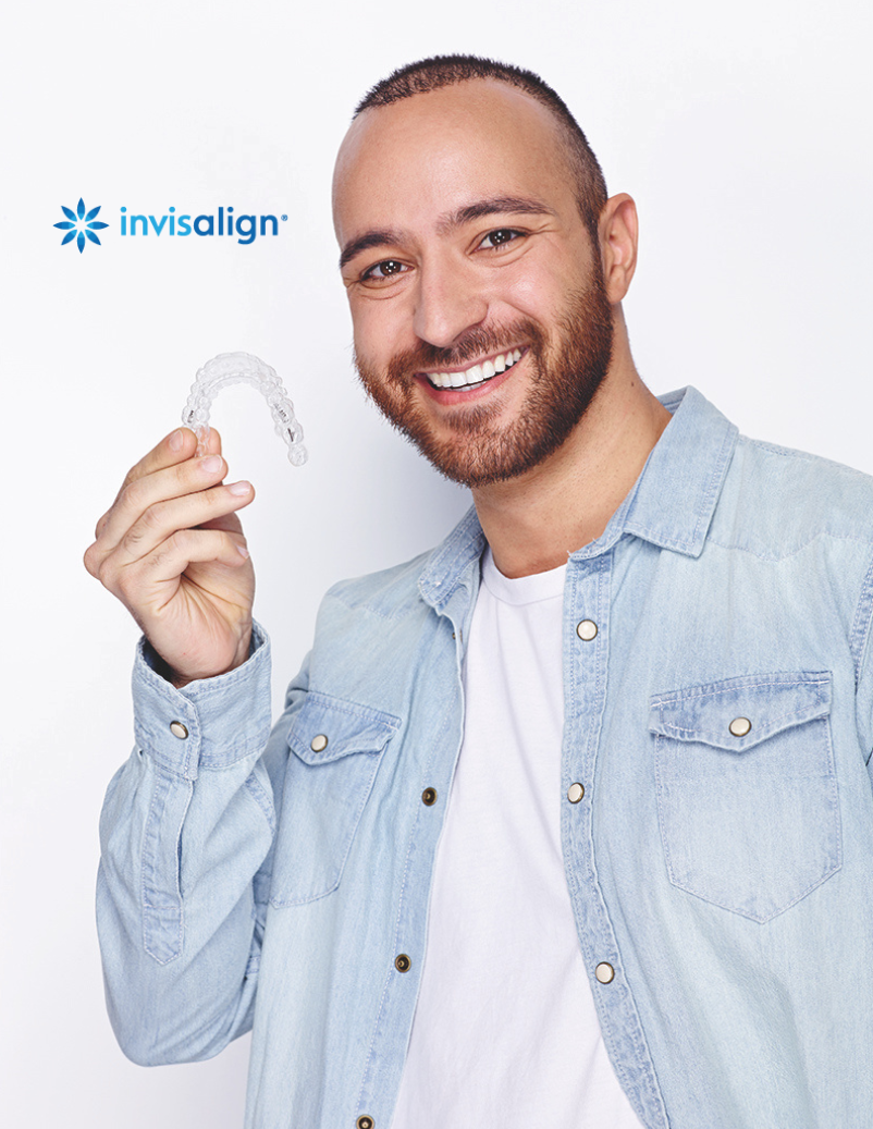 invisalign man with aligners